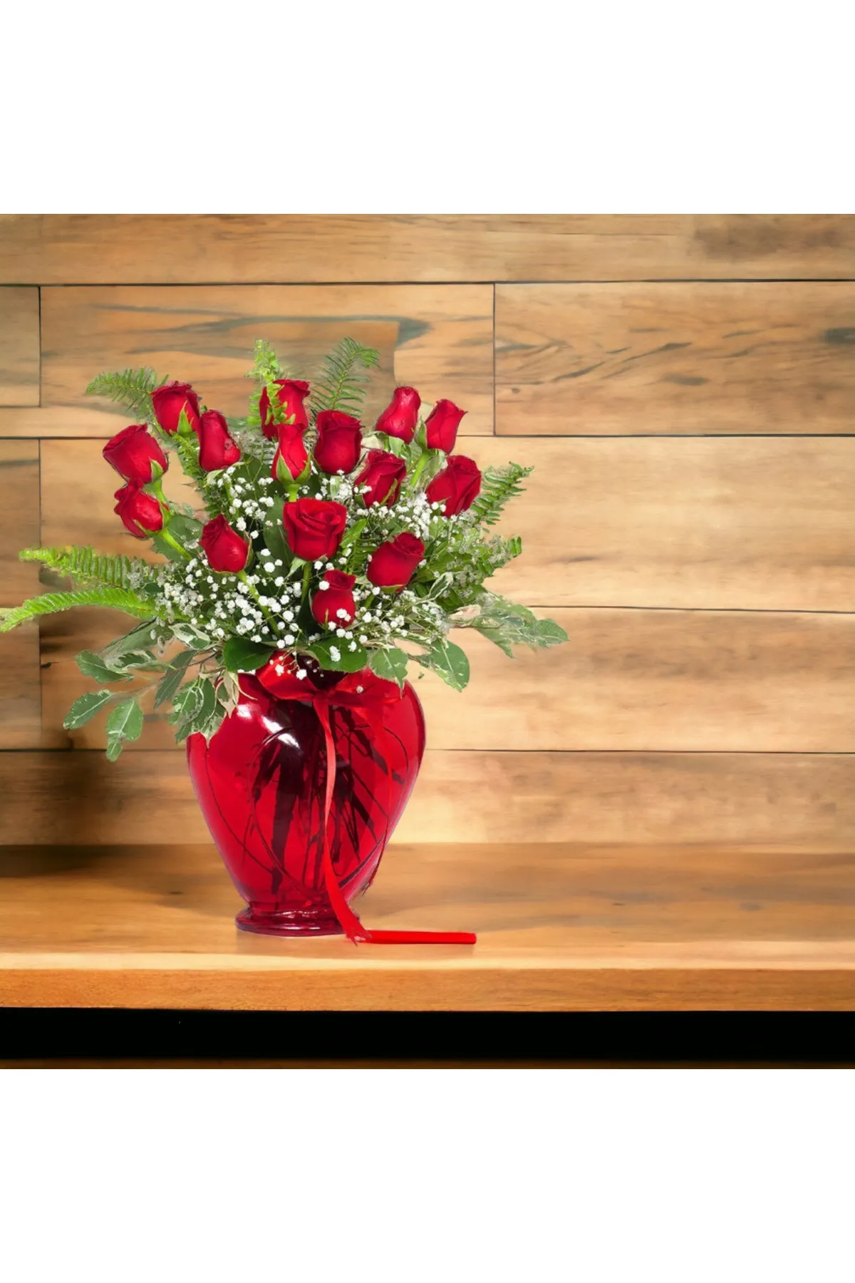 Girist Home Kırmızı Renk Kalp Çiçek Vazosu 22,5 Cm