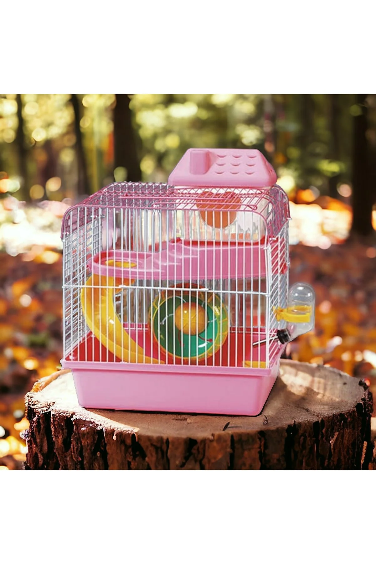 Girist Pet Full Aksesuarlı Pembe Renk Hamster Kafesi